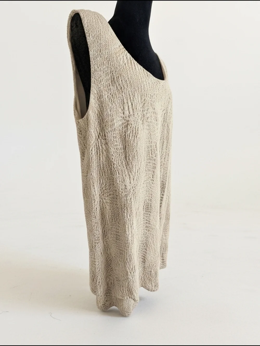 S.L. Fashions Cream Knit Crochet Shell Dress Sz 18w (A37) - Picture 2 of 5